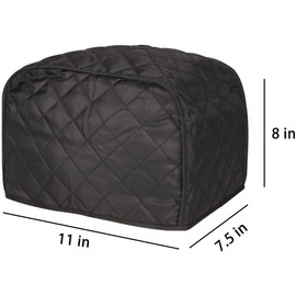 2 slice Toaster Cover, Polyester Fabric Quilted Two Slice Toaster Appliance Dust-proof Cover For Kitchen Small Appliance Dust and Fingerprint Protection (Black)
