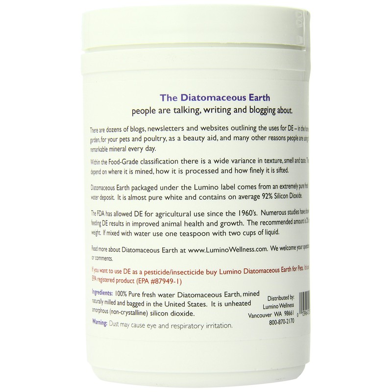 Lumino Home Diatomaceous Earth Fresh Water, Food Grade Pure, 9