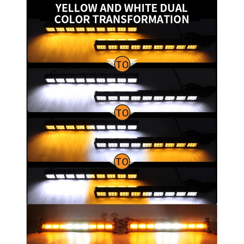 162 LED Dual Car Windshield Strobe Warning Light Bars, 12–24V