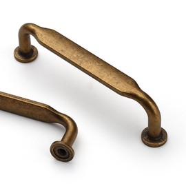 Asidrama 10 Pack 3.75 Inch(96mm) Antique Brass Kitchen Cabinet Handles, Cabinet Pulls Vintage Retro Kitchen Cabinet Hardware for Cupboard Drawer Pulls