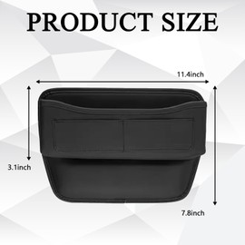 Pvotawp Car Seat Gap Filler Organizer Seat Gap Storage Box, Car Leather Cup Holder Gap Bag, L-Capacity Car Seat Gap Filler Storage Box with Card Holder for Glasses,Phone,Keys Car Accessories(Black)