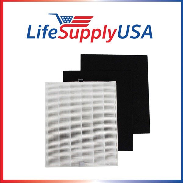 LifeSupplyUSA 2 True HEPA and 4 Odor Eliminator Carbon Pre Filters replacement Pack Compatible with Coway Airmega 200M AP-1512HH Mighty Air Purifier # 3304899