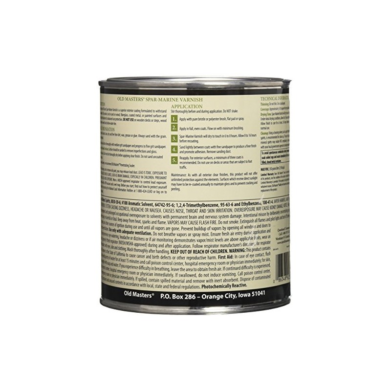 Old Masters 92304 Spar Marine Varnish, Satin