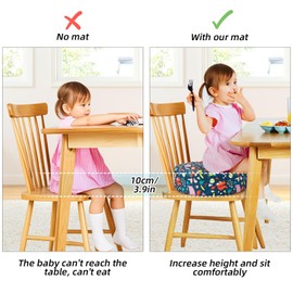 Zicac Booster Seat Chair, Child Portable Cartoon Chair Raiser Child, Removable, Washable Seat Cushion, Children's Chair for Food, Piano Play, Excursion, Picnic, Travel (Dark Green)