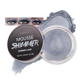 Erinde Shimmer Cream Eyeshadow, Highlighter Creme Eye Shadow Palette, Waterproof Long Lasting, Soft Shimmer Glitter Eye Brightener Makeup,Vegan & Cruelty, 06 Silver Grey