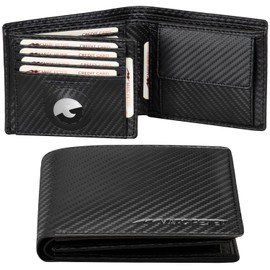 Marc Peter® Oslo Men's Leather Wallet with RFID Protection I Genuine Leather Wallet Large I 13 Compartments I Wallet for Men, Carbon with airtag compartment, Classic