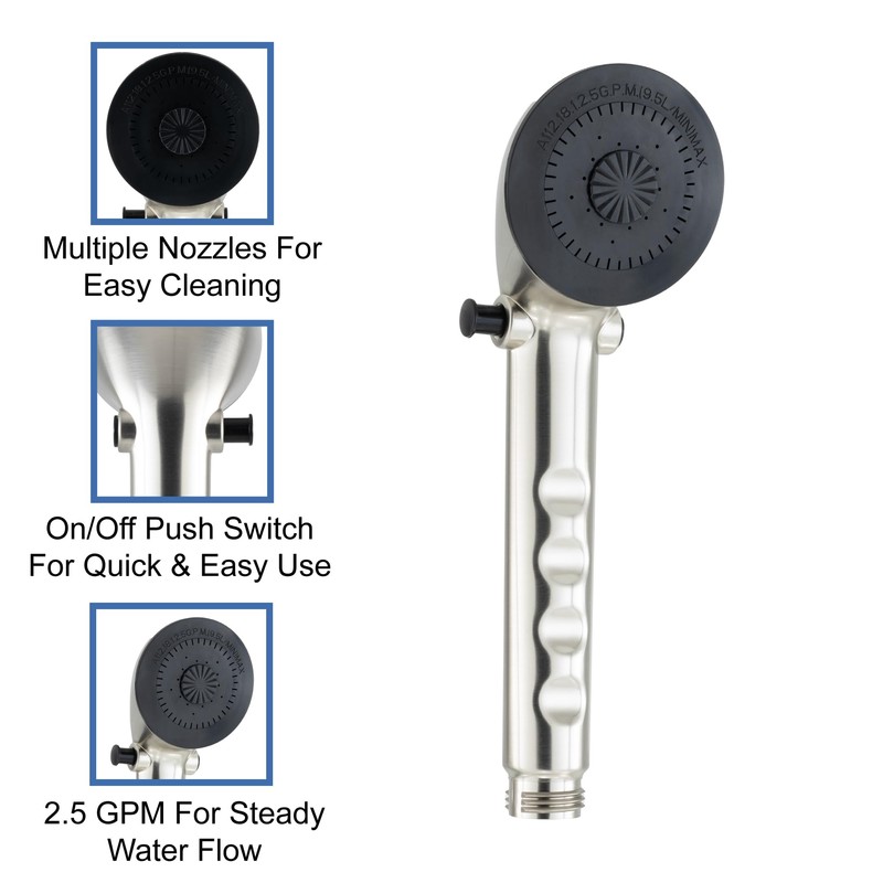RecPro RV Handheld Shower Head and Hose with Shut Off