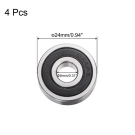 sourcing map 4pcs 628-2RS Deep Groove Ball Bearings, Chrome Steel Z3 Double Rubber Sealed Bearing 8mm x 24mm x 8mm
