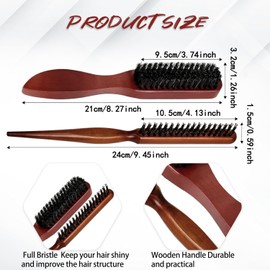 Yharnamite 2 Pcs Boar Bristle Brush, Anti Static Quiff Roller Hair Brush for Men and Women, Wooden Handle Bristle Styling Brush, for Hair and Beards Modeling (A)