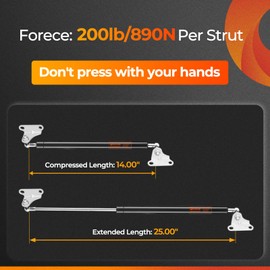 25 inch 200lbs/890N Gas Strut Spring Shocks Lift Support with L-Type Mounting Brackets for Heavy Duty Floor Hatch RV Bed Large Outdoor Box Lid Trap Door (Super Strong), Qty 2 by Dukuge