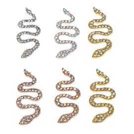 FRCOLOR 6pcs Snake Nail Gems Rhinestone Nail Decorations for Creative Manicure Art Elegant Chic and Beautiful