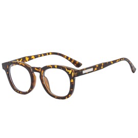 LJCZKA Blue Light Blocking Glasses for Men Women Retro Small Round Frame Computer Eyeglasses Anti Eyestrain Clear Frame (LeopardClear)