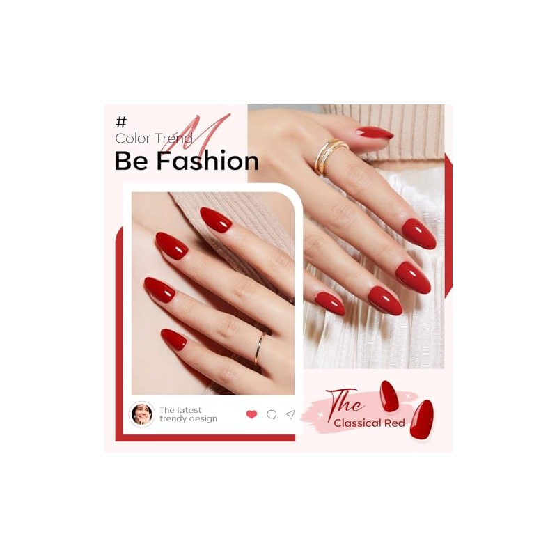 modelones 32 Pcs Halloween Red Fall Press On Uñas Almendra,