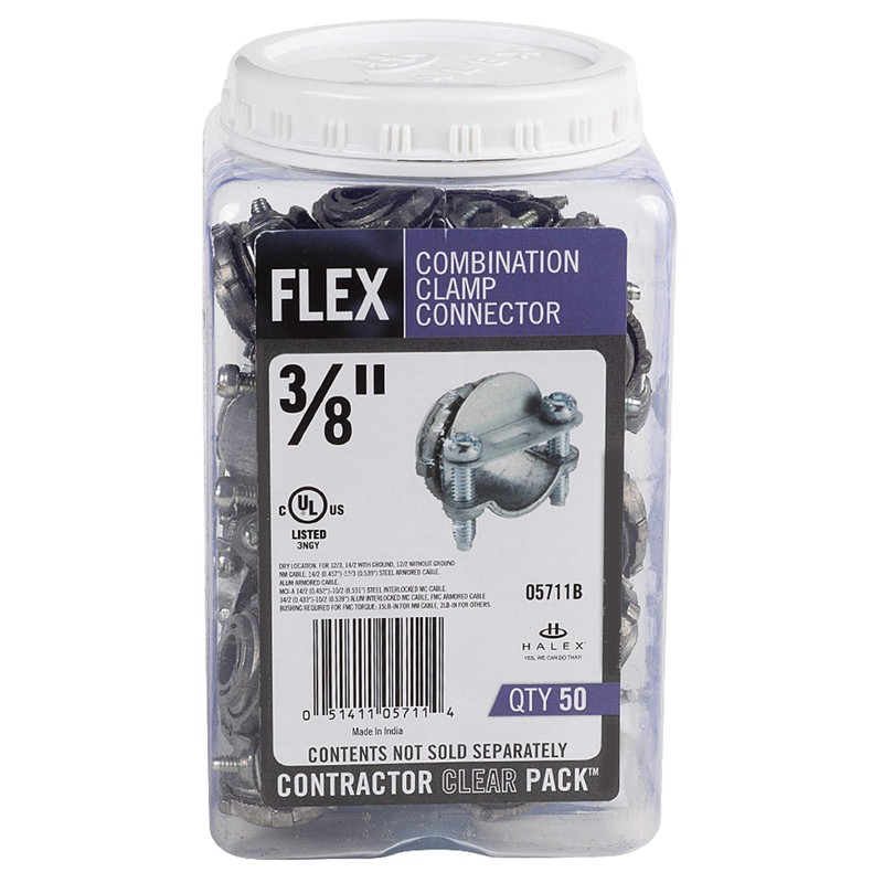 Halex – 3/8 Inch Flexible Metal Conduit (FMC) Clamp Combination
