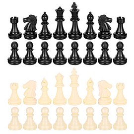 Juego de Ajedrez Completo - 32 Piezas de Ajedrez Estándar de Torneo - Plástico Mediano (64 mm)