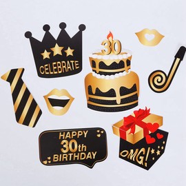 Ouceanwin Photo Booth Props 30th Birthday Photo Booth Props 30th Birthday Selfie Props Decorations, Birthday Party Funny Photo Booth Props Photo Accessories for 30 Years Birthday Party Decoration