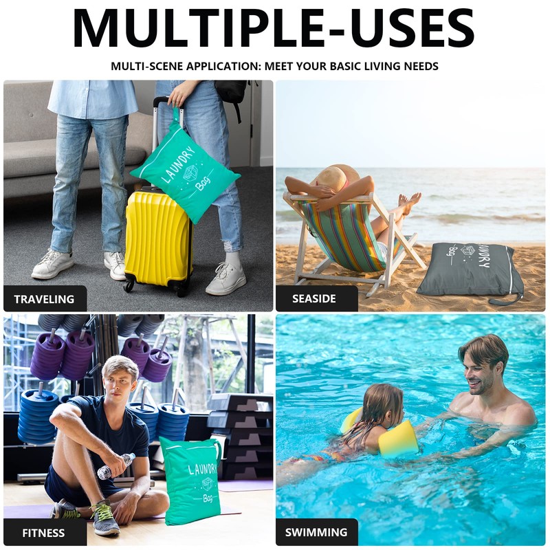 2 Pcs Large Travel Laundry Bags - Waterproof Wet/Dry, Washable,