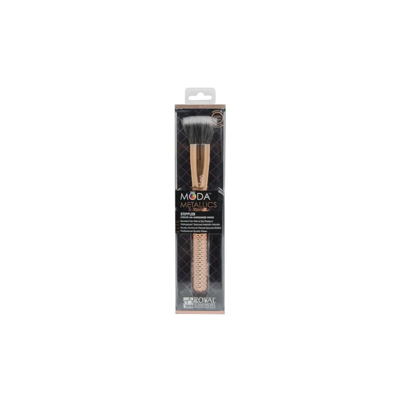 MODA Metallics Stippler Makeup Brush – Duo-Fiber Face Brush for