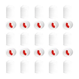 JUSTTOP 25 PCS Tire Valve Stem Caps, Anti-Leak Wheel Rim Air Valve Stem Caps with O Rubber Ring Seal, Dustproof Tire Valve Stem Covers, Wheel Tire Cap Replacement for Car Bike Motorbike (White)