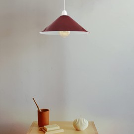 LEDSONE Industrial Metal Lamp Shade 22cm Wide, 10cm Height,Vintage Burgandy Cone Pendant Light Cover, Modern Retro Ceiling Lighting for Kitchen, Dining Room Easy Fit Light Shade
