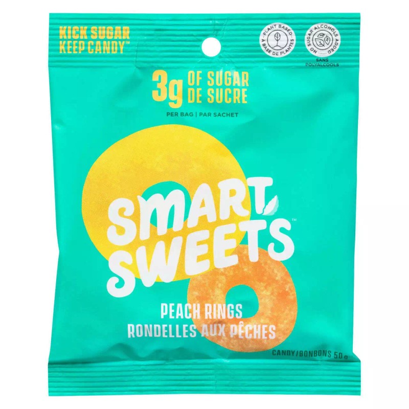SmartSweets Inc. Smart Sweets Gummy Peach Rings, 50g/1.75 oz. Bag