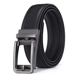 120CM Men’s PU Leather Belt with Automatic Steel Buckle, Detachable Men’s Comfort Waistband, Cuttable Belt Strap, 3.5CM Wide, Adjustable Men's Waistbands for Work, Home, Leisure (Black)