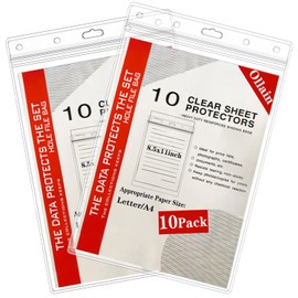 Ollain 10 PCS Job Ticket Holders Waterproof Resealable Zip Dry Erase Document Holder Clear Hard Plastic Sleeves, 8.5" x 11" | Duty Work Pocket Hanging Sheet Protectors