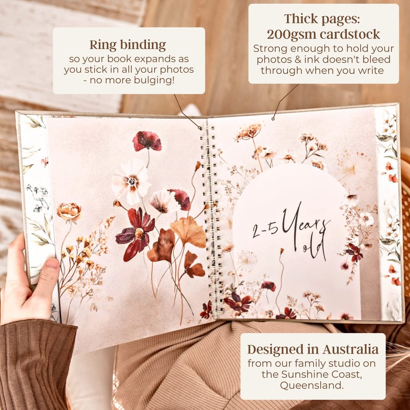 Peachly Baby Memory Book | Minimalist Baby First Year Keepsake