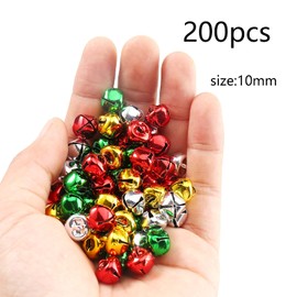 YIEUR Pack of 200 Christmas Bells, Colourful, 10 mm Bells, Gold Christmas Tree Decoration, Metal Jingle Bells Christmas Gift Decoration DIY & Chrism Decorations (Colourful, 10 mm)