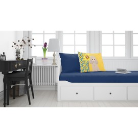 Caroline's Treasures WDK5468PILLOWCASE Summer Sunflowers Toy Cream Poodle Fabric Standard Pillowcase Lightweight Super Soft Easy Care Decorative Artwork Pillowcase, Standard