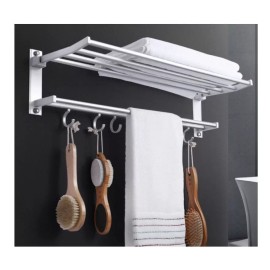 ArgenMex Toallero Repisa Barral Org De Baño Doble Aluminio Inoxidable