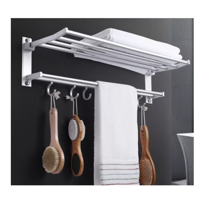 ArgenMex Toallero Repisa Barral Org De Baño Doble Aluminio Inoxidable