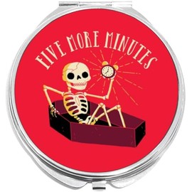 NewCharms Five More Minutes Skeleton Coffin Compact with Mirrors - Perfect Pocket and Purse Size Folding Mirror for Applying Make Up Anywhere