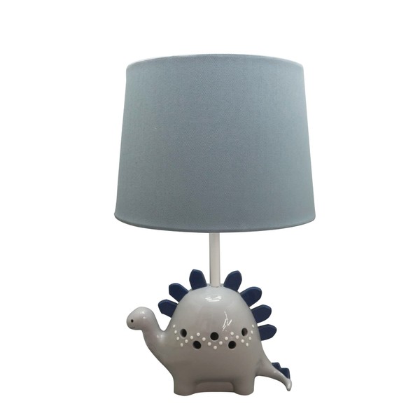 Levtex Baby - Dino Table Lamp and Shade - Dinosaur Base with Blue Canvas Shade Lamp - Nursery Accessories - Measurements: 22 in. high and 6 in. Diameter