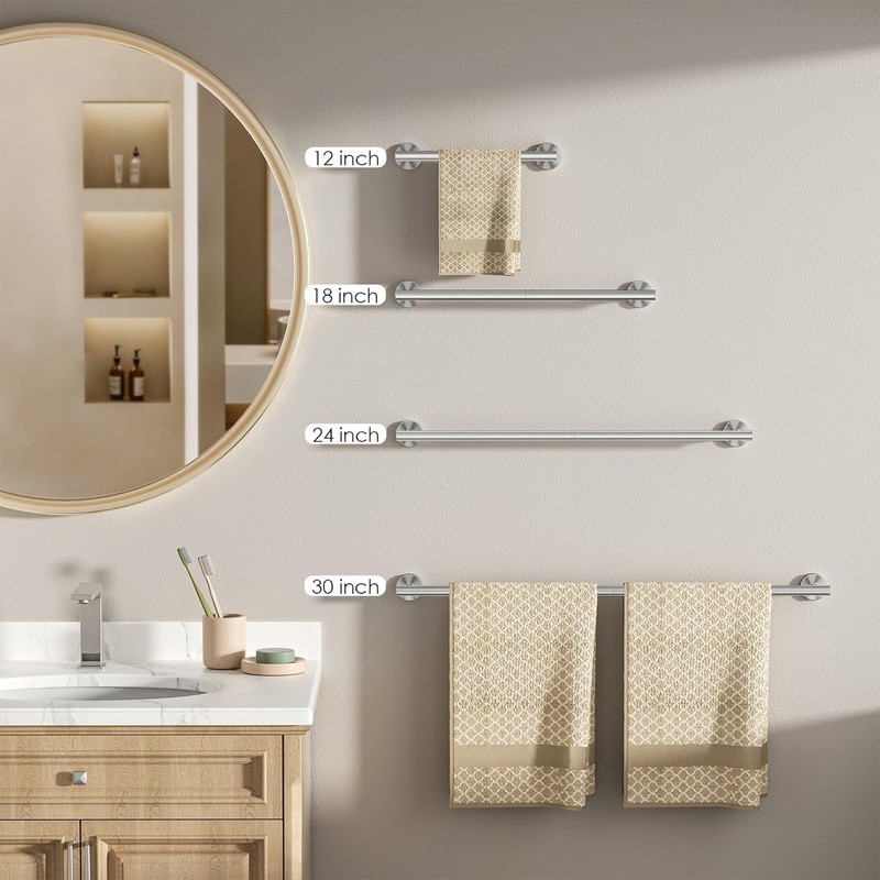 FORIOUS Towel Rail, Wall Towel Rack Mounted Stainless Steel, Hand