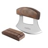 Amhoo Pizza Cutter Chef Mezzaluna Ulu Knife Handle Walnut Wood