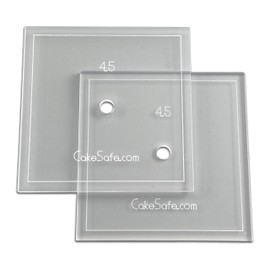 CAKESAFE 4.5 Inch Square Acrylic Disk Set – 2-4.5” Clear ¼” Acrylic Buttercream Disks – Perfect Icing Tool to Smooth the Frosting on Your Cakes, Disk Size and Perimeter Border Engraved on Every Disk