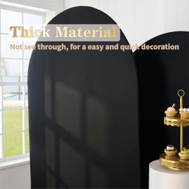 Party Village 6FT Wedding Arch Cover Spandex Fitted Wedding Arch Covers Round Top Chiara Arch Backdrop Cover for Birthday Party Ceremony Banquet Decoration Black