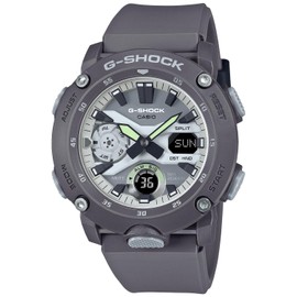 Casio GA-2000 Series G-Shock Carbon Core Guard Structure Wristwatch, HIDDEN Glow Series (Gray), watch
