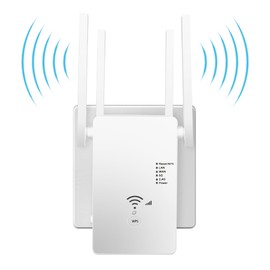 2025 Latest 1200 Mbit/s WLAN Amplifier, WLAN Repeater, Dual-Band WiFi Signal Amplifier with 4 External Antennas and Internet Booster with LAN/WAN Port.