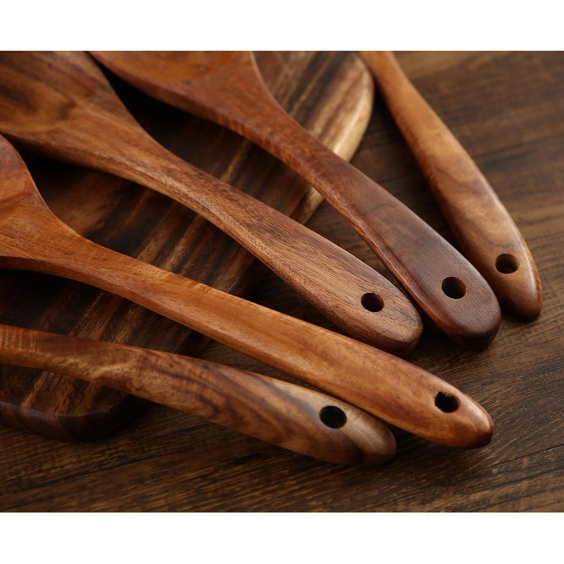 LISTANT Wooden Spatula Spoons Set for Cooking & Serving |