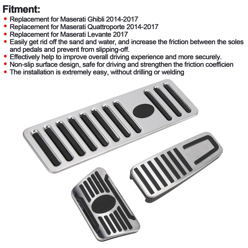 3pcs Accelerator Brake Pedals Foot Rest Plate Waterproof Fireproof Replacement