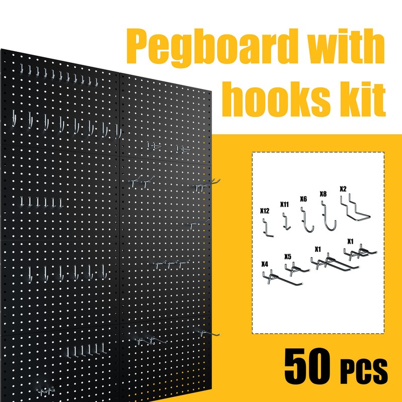 Spampur Peg Board, 8 Pack Metal Pegboard Panels White &
