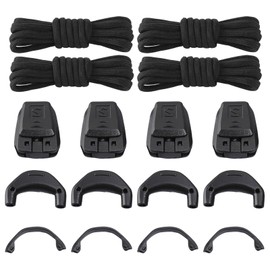 EHDWXVZM 4 Schwarze Elastische Schuhschnürsenkel Und 12 Plastikzubehör, Einfache Und Vielseitige Schuhschnürsenkel, Sneaker -Vorräte, Schuhzubehör.