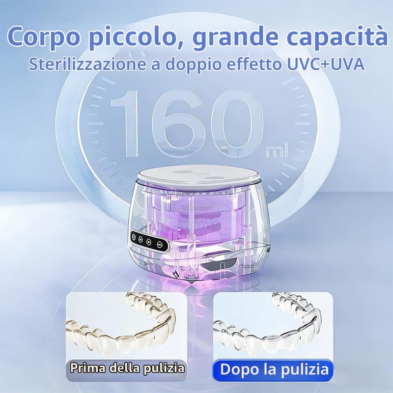 Pulitore Ultrasuoni, Display LED Timer Portatile Pulitore Ultrasuoni Apparecchio Denti,per