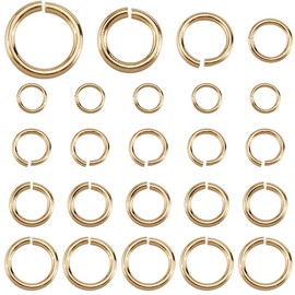SUNNYCLUE 1 Box 200Pcs 4 Sizes Real 24K Gold Plated Brass Open Jump Ring Jewelry Split Rings Bulk Round Loops Circle Connector Ring for Jewelry Making Necklace Bracelet Keychain DIY Crafts Findings