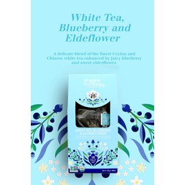 English Tea Shop Organic White Tea, Blueberry & Elder Flower Loose Leaf, 15 Pyramid Tea Bags