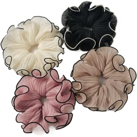 4Pcs Large Satin Scrunchies Jumbo Hair Scrunchies Oversized Elastic Hair Scrunchy Giant Hair Bands,Large Elastic Hair Bands Satin Scrunchy Hair Band,Satin Elastic Satin Big Scrunchies Hair Scrunchies