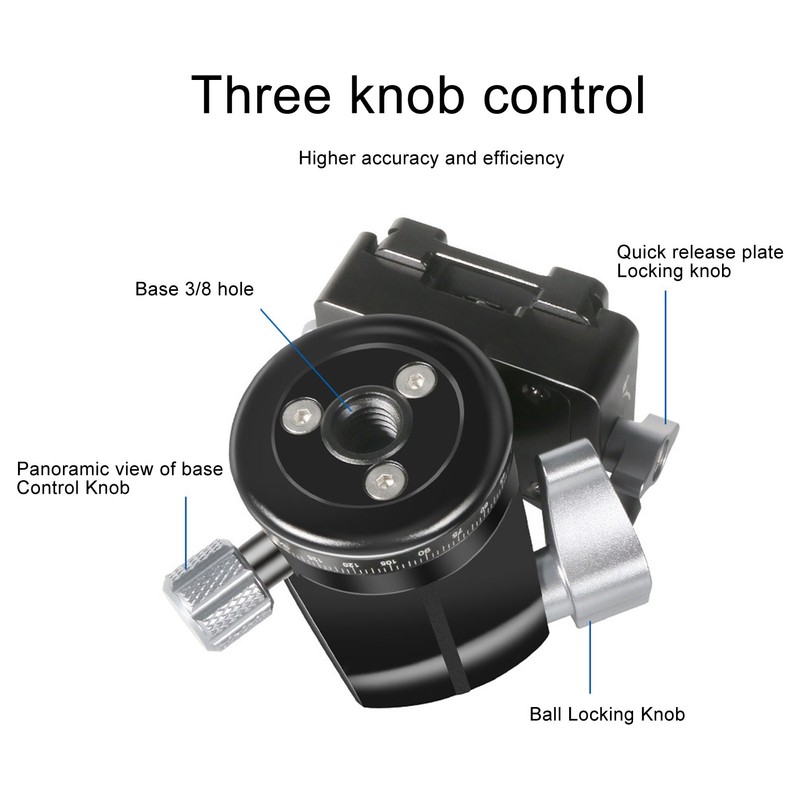Tripod Ball Head Low Center of Gravity 32mm 360° Rotatable