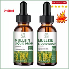 2*60ml Mullein Drops for Lungs, Detox and Cleanse Mullein Extract Supplement